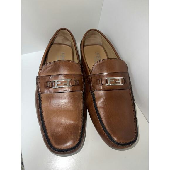 Fendi Other - Fendi Men's Brown Leather Loafers with FF Logo